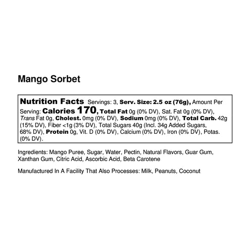 JANE AND MARY'S CBD 50MG MANGO SORBET (8 OZ)