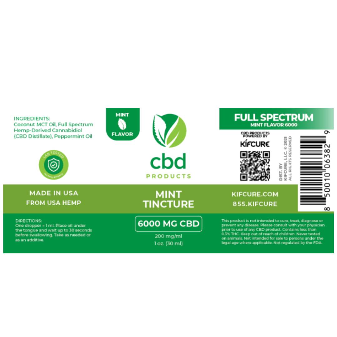 Productos de CBD de espectro completo Tintura con sabor a menta 