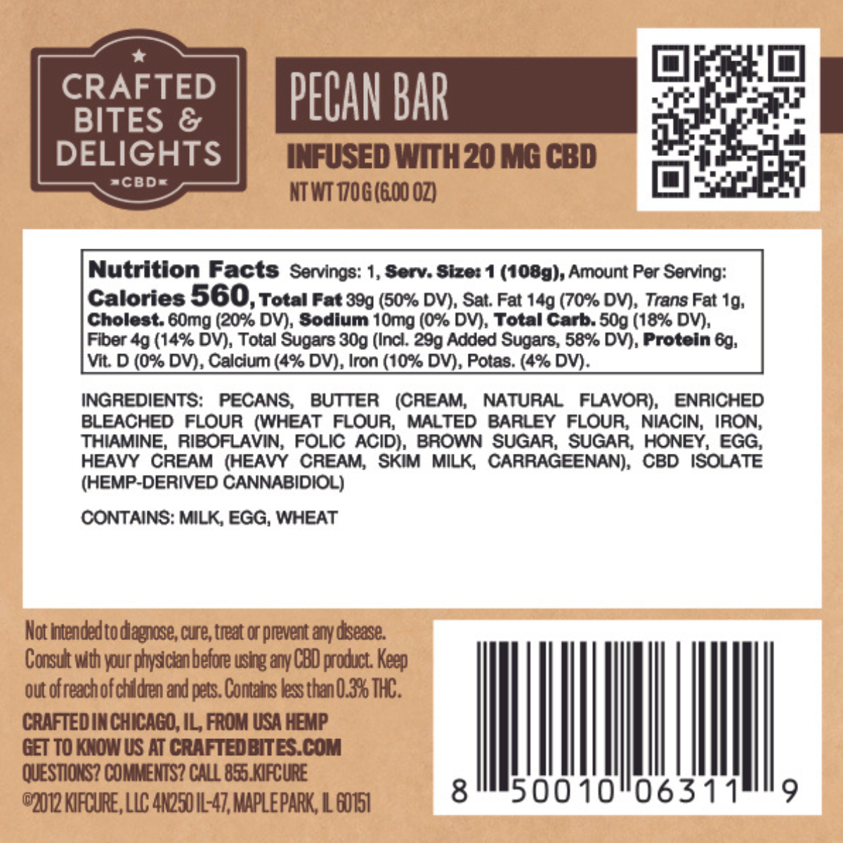 Crafted Bites and Delights Pecan Bar - 20mg